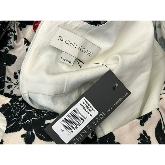 NWT Sachin & Babi Cream Black Bohemian Romantic Floral Maxi Camryn Gown Size 10 - Picture 5 of 7
